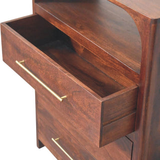 Sunvega Solid Mango Wood 3 Drawer Chest with Arched Edge and Natural Finish