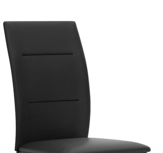 Sunvega Modern Contemporary Black Synthetic Leather Upholstered Side Chairs with Metal Legs