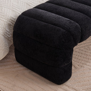Sunvega Modern Upholstered Armless Bed Bench with Channel Tufted Chenille Ottoman for Living Room