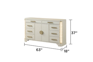 Sunvega Jasmine 8-Drawer Dresser with Side LED Lighting and Gold Accent Drawer Pulls