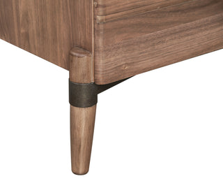 Sunvega Walnut Finish Five Drawer Chest with Antique Bronze Hardware and Metal X Base
