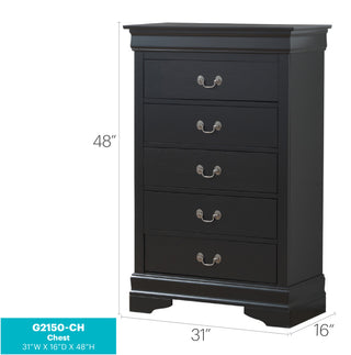 Sunvega Traditional Style Bedroom Chest with Carved Bases and Curved Mouldings
