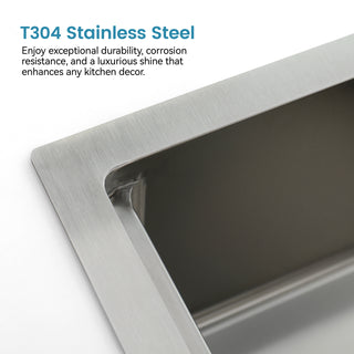 Sunvega 32x19 Inch Overmount Single Bowl Kitchen Sink in Brushed Nickel