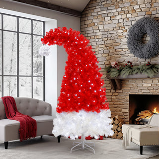 Sunvega 6FT Pre-Lit Artificial Christmas Tree with LED Lights and Curved Top