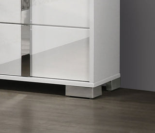 Sunvega Contemporary White Bedroom Chest with Chrome Legs and UV Finish