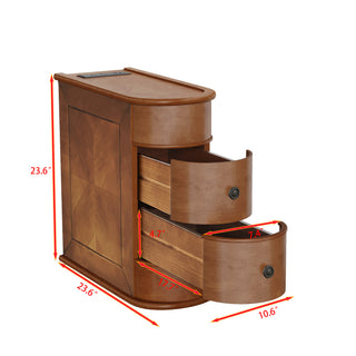 Sunvega American Style End Table with Charging Station and 2 Drawers