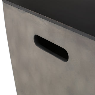 Sunvega Modern Ceramic Top Concrete Side Table Tank Holder with Polished Black Finish