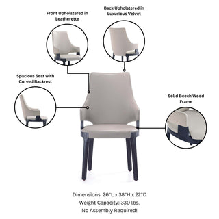 Sunvega Modern Dining Armchair in Blue Velvet with Solid Beech Wood Frame