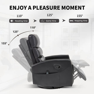 Sunvega Fabric Heat Massage Manual Recliner Chair with Rocker and Swivel for Living Room