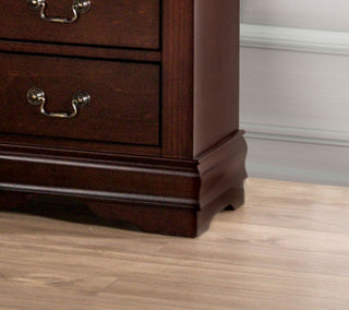Sunvega Dark Cherry Finish Transitional Chest with English Dovetail Drawers and Bracket Legs