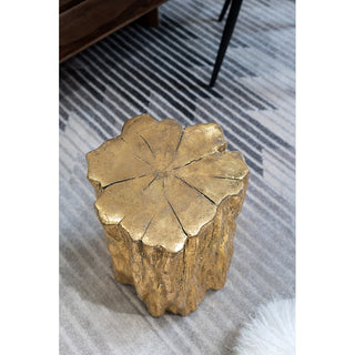 Sunvega Blue Capiz Inlay Tapered Hexagon Accent Stool for Bedrooms