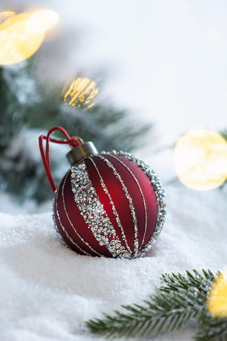 Sunvega Glass Glitter Painted Christmas Ball Ornaments Set of 12 for Holiday Decor