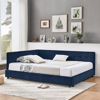 Full Size Upholstered Tufted  Bed Frame, Sofa Bed Frame with Comfortable Backrest and Armrests, Full Size Bed for Bedroom, Living Room,Velvet, Black(80.5''*59''*30.5'')