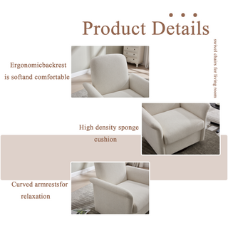 Sunvega Modern Swivel Accent Barrel Armchair with Sturdy Wood Base for Bedroom