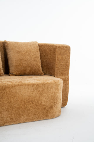 Sunvega Chenille Fabric Convertible Sofa Bed with High-Density Rebound Sponge for Living Room