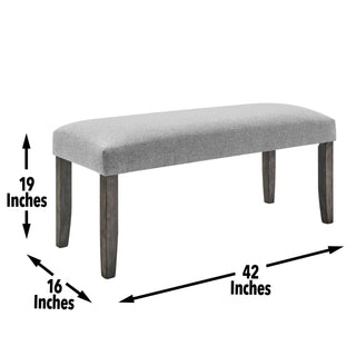 Sunvega Mossy Grey Backless Bench with Memory Foam Topper and Tapered Legs