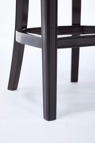 Sunvega Brown Wooden Bar Stools with Cow Top Leather Upholstered Seat and Backs