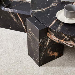 Sunvega Detachable Double-Decker Coffee Table with Anti-Collision Design and MDF Material