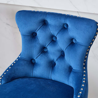 Sunvega Swivel Velvet Barstools with Button Tufted Back and Chrome Nailhead Trim