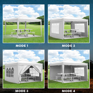Sunvega 10'x10' Folding Canopy with 4 Removable Sidewalls and Gazebo for Outdoor Events