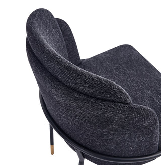 Sunvega Modern Upholstered Dining Chair in Black Twill Weave Fabric