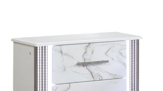 Sunvega Desire Nightstand with Marble-Inspired Drawer Fronts and Integrated LED Side Lighting
