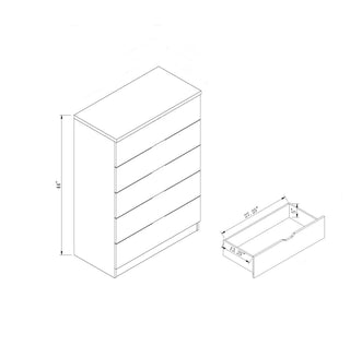 Sunvega Five Drawer Chest with Curved Metal Handles and Glide Rails in Light Cherry