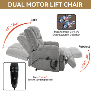 Sunvega Dual Motor Lift Recliner Chair with Massage Lumbar Heat and Power Remote