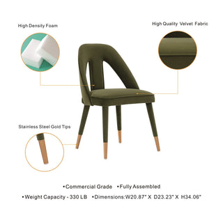 Sunvega Modern Velvet Upholstered Dining Chair with Gold Metal Tips for Dining Room