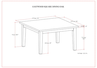 Sunvega 54 Inch Square Dining Table for 8 with Solid Wood Oak Veneer Top