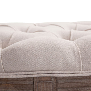 Sunvega French Inspired Vintage Semi-Circle Upholstered Bench with Tufted Design for Bedroom