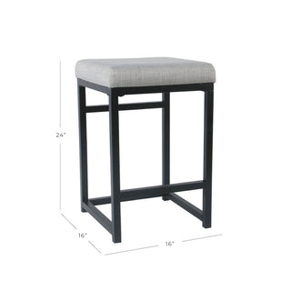 Sunvega Open Back Metal Counter Stool with Gray Fabric Padded Seat