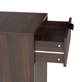 Sunvega Woodgrain Tilt-Out Trash Can Cabinet with Hideaway Drawer and Pull-Out Bin