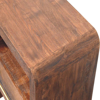 Sunvega Solid Oak Bedside Table with Brass Handle and Open Shelf