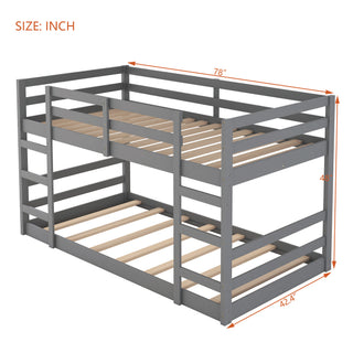 Sunvega Full Over Full Bunk Bed with Ladder in Solid Pine Wood Frame