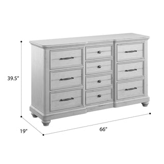 Sunvega Coastal Farmhouse Gray 10-Drawer Dresser for Easy Home Assembly