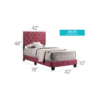 Sunvega Charming Twin Bed In Cherry Finish For Casual Bedroom Decor