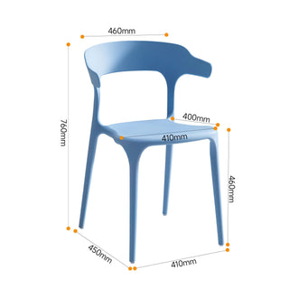 Sunvega Stackable Plastic Chairs Set of 4 in Blue and White with Reinforced Feet
