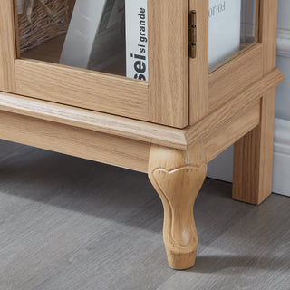 Sunvega American Retro Style Glass Curio Cabinet with Illuminated Display and Mirrored Back