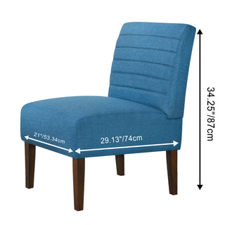 Sunvega Modern Blue Accent Armless Lounge Chair with Tufted Upholstery and Wood Legs