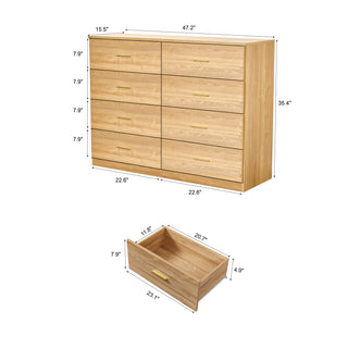 Sunvega Modern 8-Drawer Dresser with Golden Handles for Bedroom Ample Storage