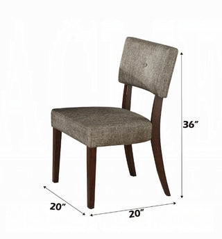 Sunvega Dark Gray Fabric Upholstered Dining Side Chair Set with Espresso Finish