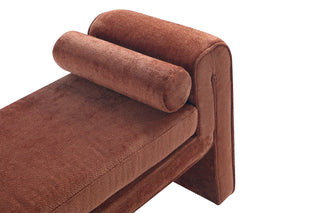 Sunvega Modern Glam Accent Bench with Chenille Upholstery and Bolster Pillows
