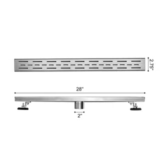 Sunvega 28 Inches Linear Shower Drain with Hair Strainer and Leveling Feet