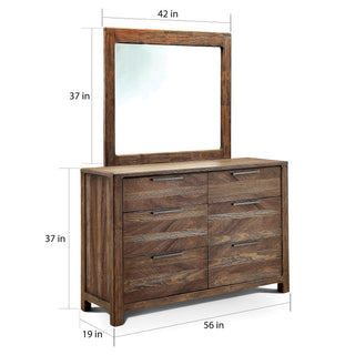 Sunvega Transitional Rustic Natural Tone Solid Wood Dresser with Felt-Lined Drawers