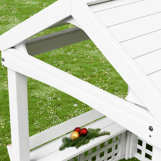 Sunvega Outdoor Wooden Playhouse for Children with Bench and Doors for Fun Play