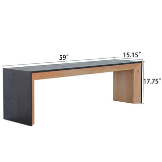 Sunvega Modern Two-Tone Wood Bench with U-Shaped Design for Entryway or Dining