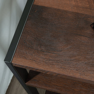 Sunvega Warm Oak Finish Side Table with Drawer and Open Shelf for Multiple Rooms