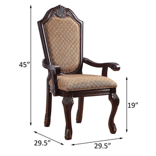 Sunvega Traditional Tan Fabric Arm Chairs with Wooden Queen Anne Legs (Set of 2)