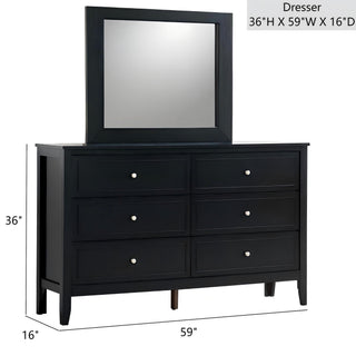 Sunvega Fully Assembled 6 Drawer Dresser with French Dovetail Wood Veneer Finish